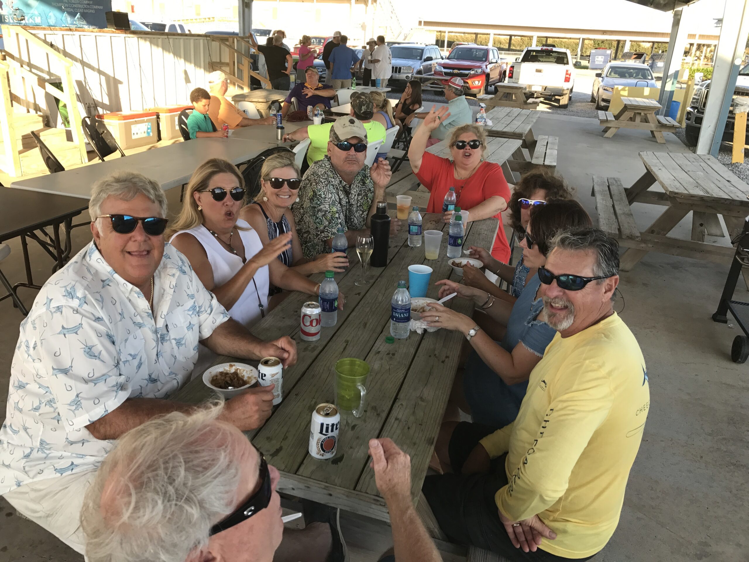 group photograph at a picnic table of grand isle slam participants 3