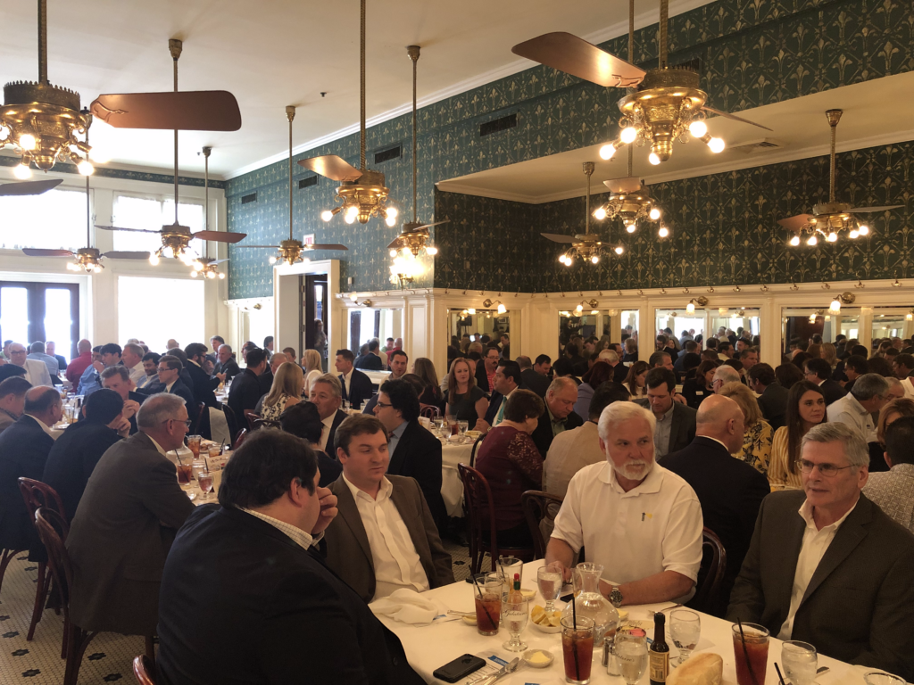 full shot of the guests at gaslatoire's restaurant during the jazz luncheon 2